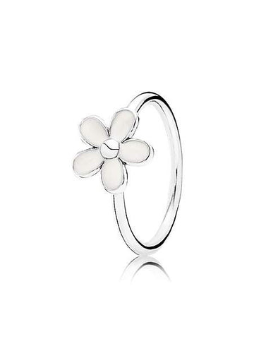 Pandora Daisy White Enamel Silver Ring