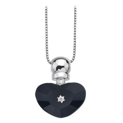 Love Potion Black Glass Heart Bottle Pendant